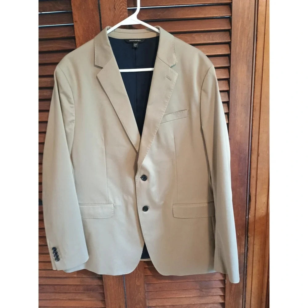 Tan Banana Republic Men's Sport Coat 44R Slim Fit Rapid‎ Movement Blazer